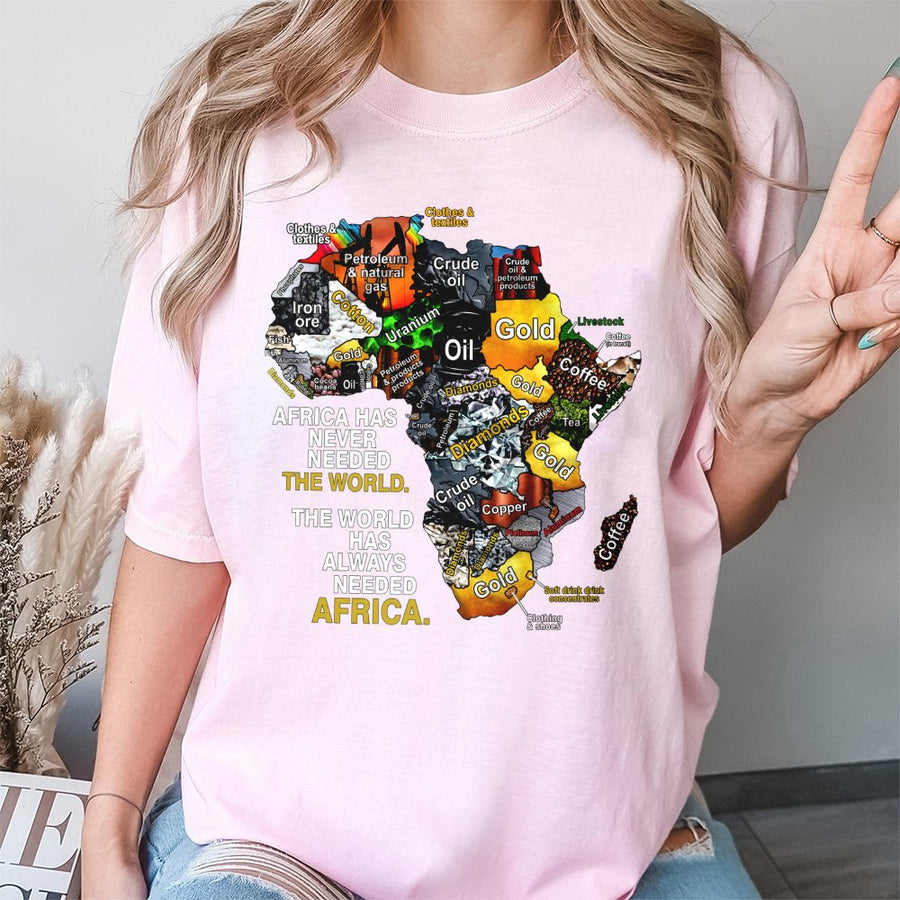 Africa Map T-Shirt | Resource Wealth Design | 100% Cotton Premium Tee | Pan-African Pride Gift for Men and Women