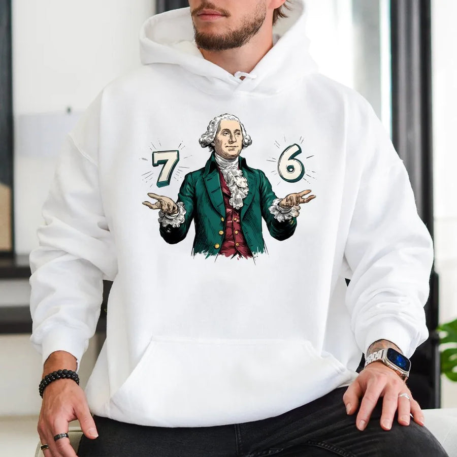 George Washington Hoodie | 1776 Patriotic Historical Graphic | Premium Cotton Blend | Funny American History Gift for History Buffs