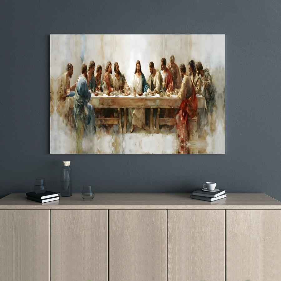 The Last Supper Canvas Wall Art | Impressionist Jesus Painting | 1.25 Inch Gallery Wrap | Christian Home Decor Gift for Believers
