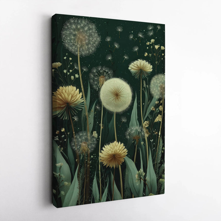 Dandelion Botanical Canvas Print | Whimsical Nature Wall Art | Fade-Resistant Premium Gallery Quality | Modern Living Room Decor Gift