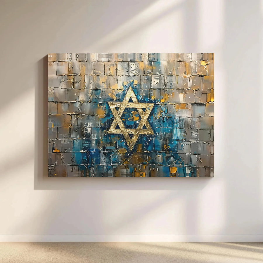 Star of David Wall Art | Abstract Gold Jewish Symbol Canvas Print | Premium Gallery-Wrapped Decor | Judaica Home Gift for Living Room