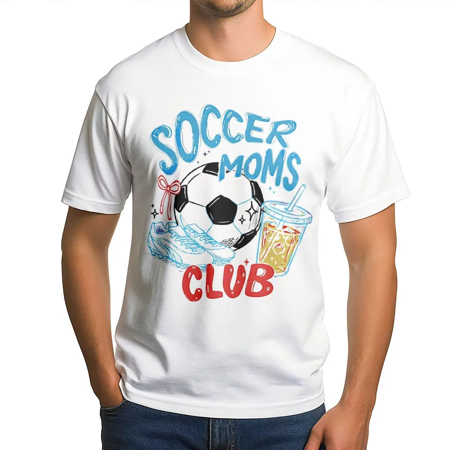 Soccer Mom Club T-Shirt | Trendy Gameday Graphic Tee | 100% Premium Cotton | Perfect Gift for Soccer Moms and Sports Fans