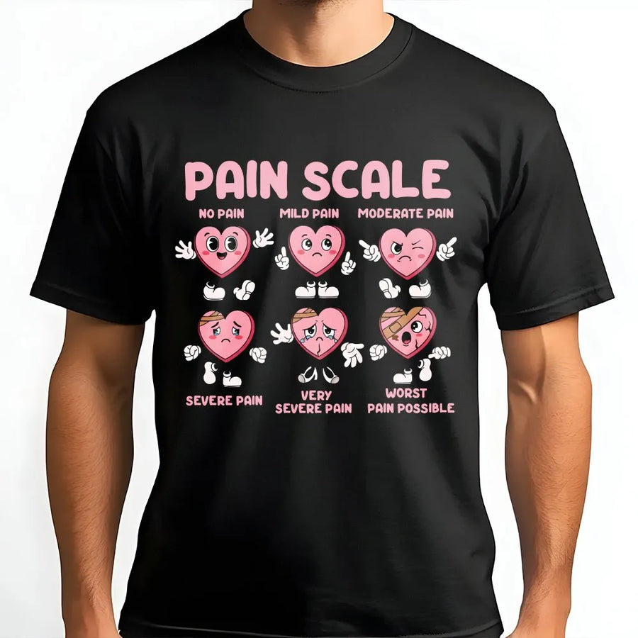 Pain Scale Heart T-Shirt | Funny Medical Nursing Graphic Tee | Premium Soft Cotton | Perfect Gift for Nurses and Healthcare Professionals