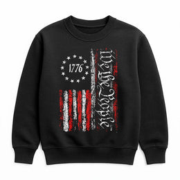 1776 We The People Sweatshirt | Distressed American Flag Patriotic Design | Premium Cotton Blend | Unisex Gift for Proud Americans