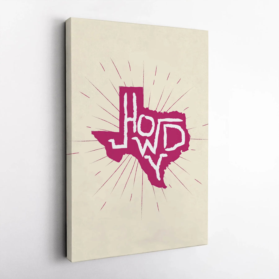 Howdy Texas Wall Art | State Outline Typography Print | Premium Gallery Wrapped Canvas | Southern Decor Gift for Texans