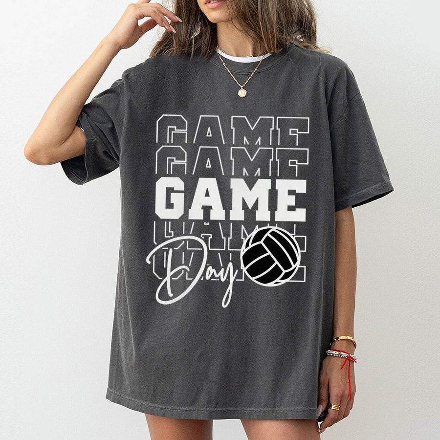 Volleyball Game Day T-Shirt | Sporty Graphic Typography Design | 100% Soft Cotton Tee | Gift for Volleyball Players and Fans