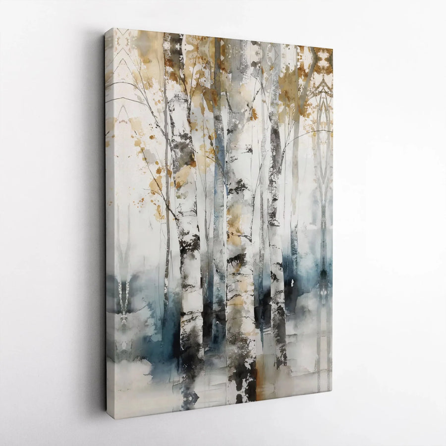 Abstract Birch Tree Canvas Wall Art | Modern Watercolor Forest Painting | Premium Fade-Resistant Print | Living Room & Office Decor Gift