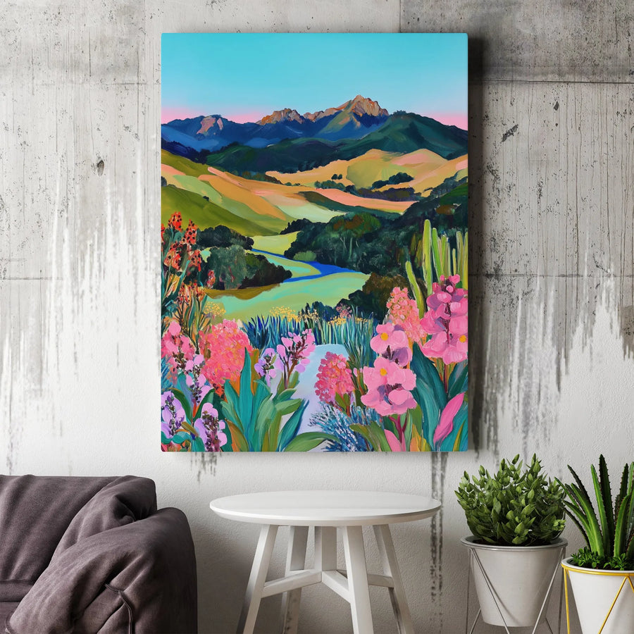 Mountain Landscape Canvas Print | Vibrant Wildflower Meadow Art | Gallery Quality 1.25-inch Profile | Nature Wall Decor Gift for Home