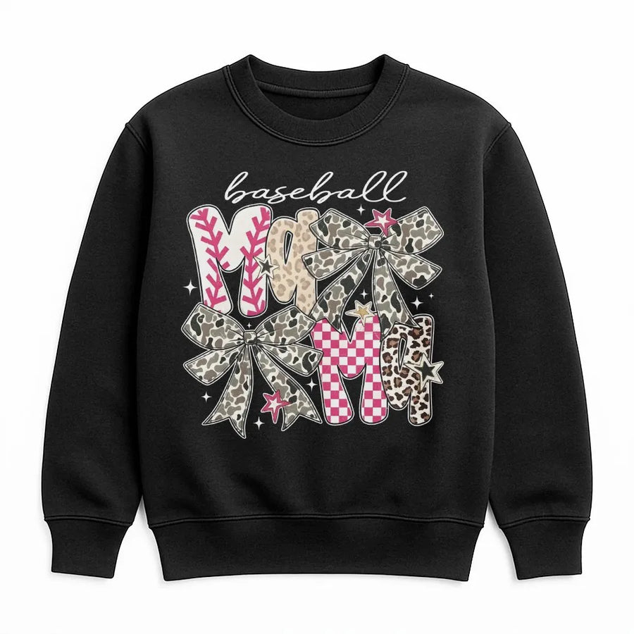 Baseball Mom Shirt | Coquette Bow Camo Leopard Print Graphic Tee | Soft Cotton Apparel | Gift for Sports Mom