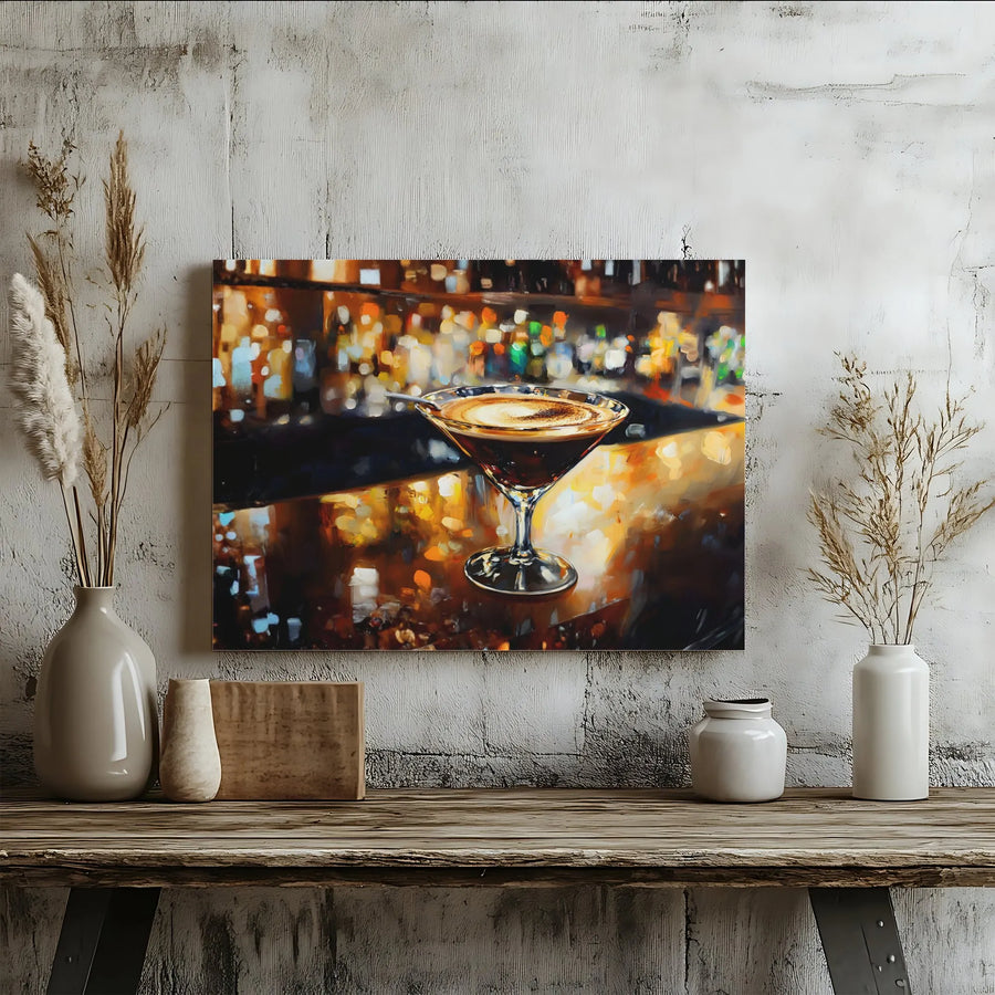 Espresso Martini Canvas Print | Impressionist Bar Wall Art | Premium Fade-Resistant Gallery Wrap | Sophisticated Home Decor Gift