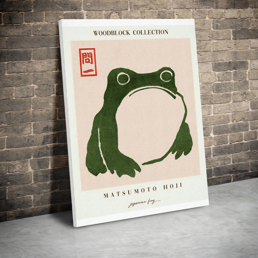 Matsumoto Hoji Frog Wall Art | Vintage Japanese Woodblock Print Style | Premium Gallery Wrap Canvas | Unique Home Decor Gift For Art Lovers