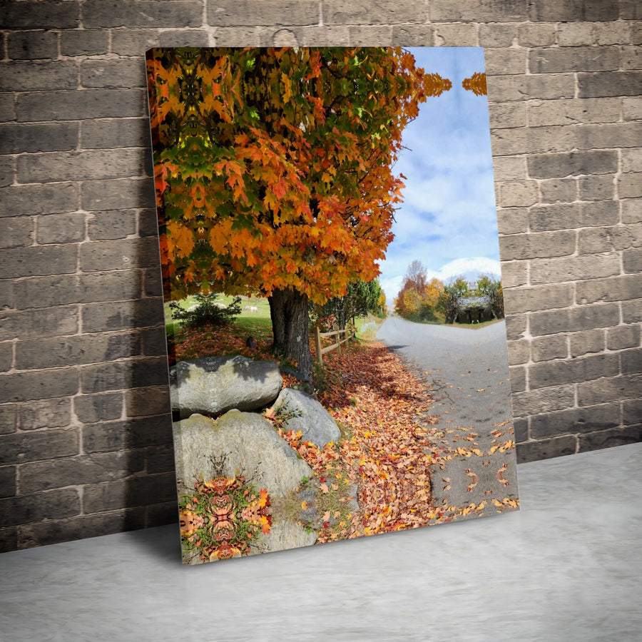 Autumn Landscape Canvas Wall Art | Kaleidoscope Maple Tree Forest Path | Gallery-Quality 1.25” Thick Premium Print | Fall Season Home Decor Gift