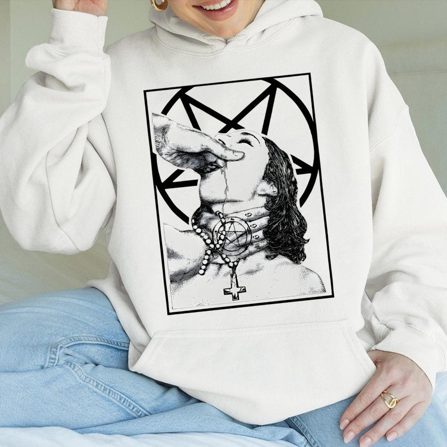 Occult Pentagram Graphic Hoodie | Dark Gothic Aesthetic Print | Soft Cotton-Blend Premium Quality | Alternative Fashion Gift for Men and Women