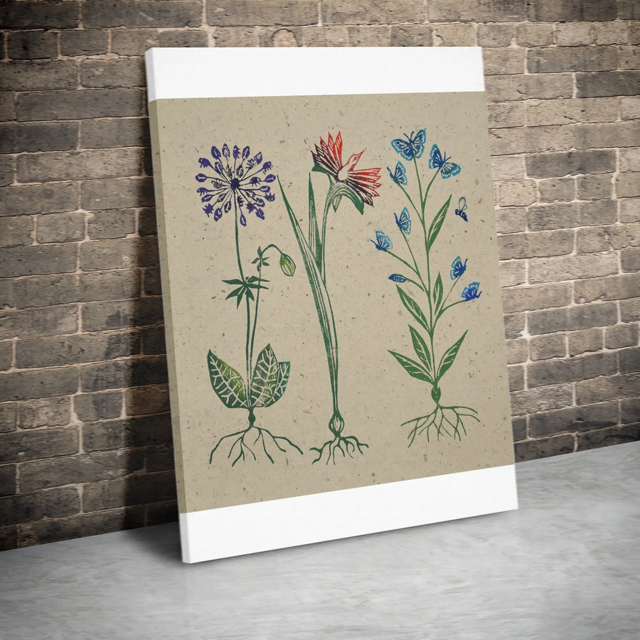 Vintage Botanical Canvas Art | Rustic Wildflower & Root Illustration | Premium 1.25" Thick Gallery Wrap | Cottagecore Home Decor Gift