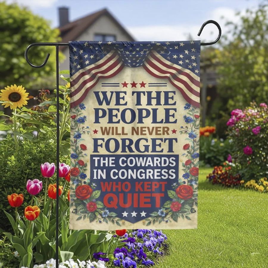 We The People Patriotic Garden Flag | Anti-Congress Political Quote with Vintage Floral Detail | Double-Sided Premium Polyester | Conservative Yard Decor Gift