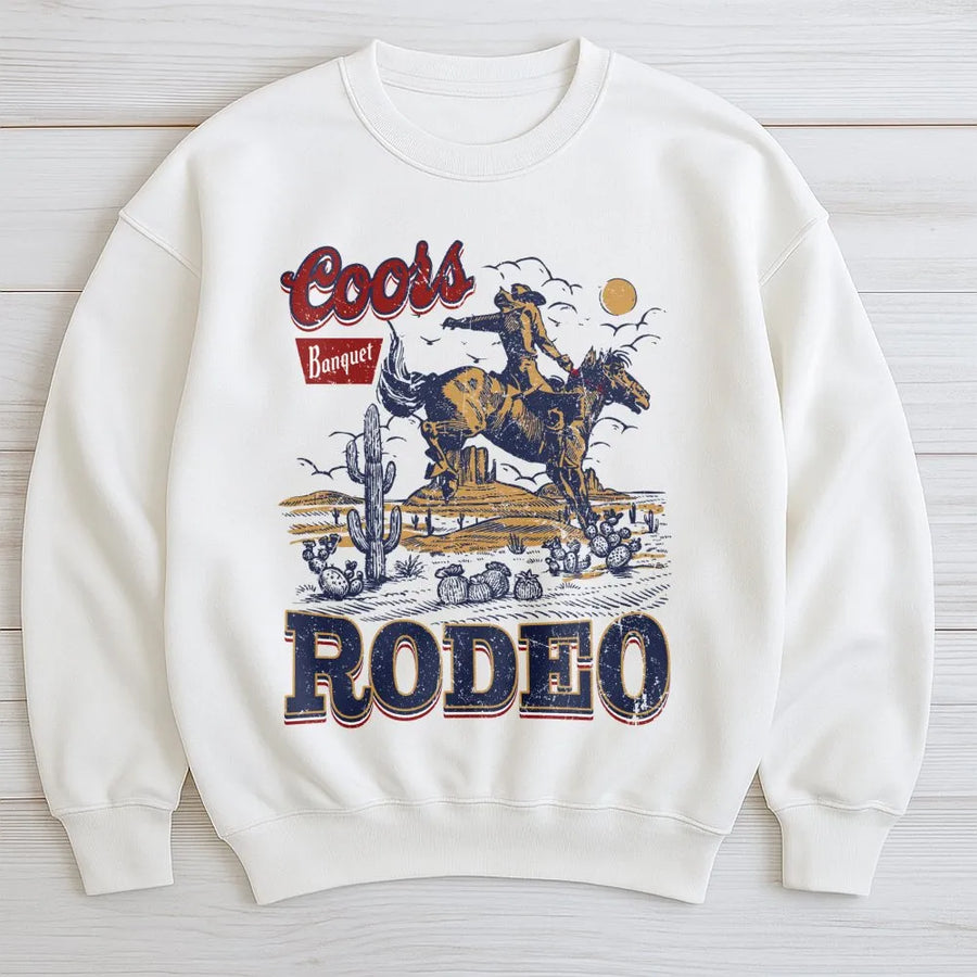Coors Rodeo 90s Cowboy Sweatshirt, Vintage 2000s Graphic Western, Relaxed Adult, Wild West