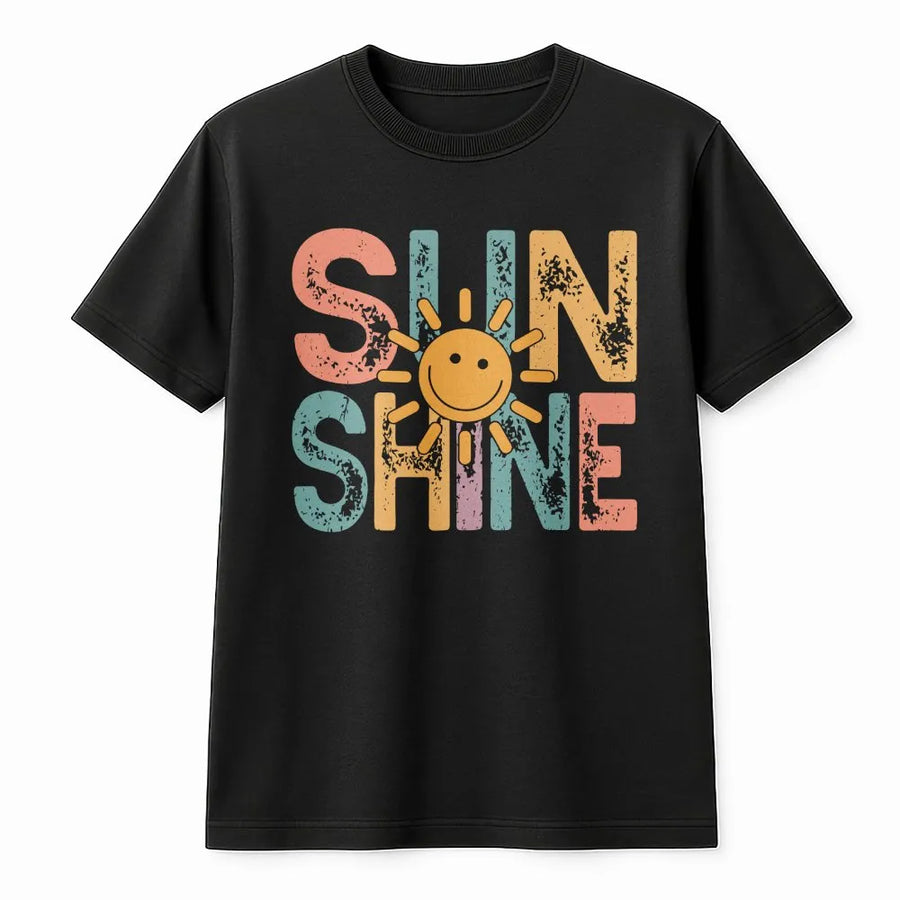 Retro Sunshine T-Shirt | Vintage Positive Vibes Graphic Tee | Soft Breathable 100% Cotton | Cute Aesthetic Summer Vacation Gift