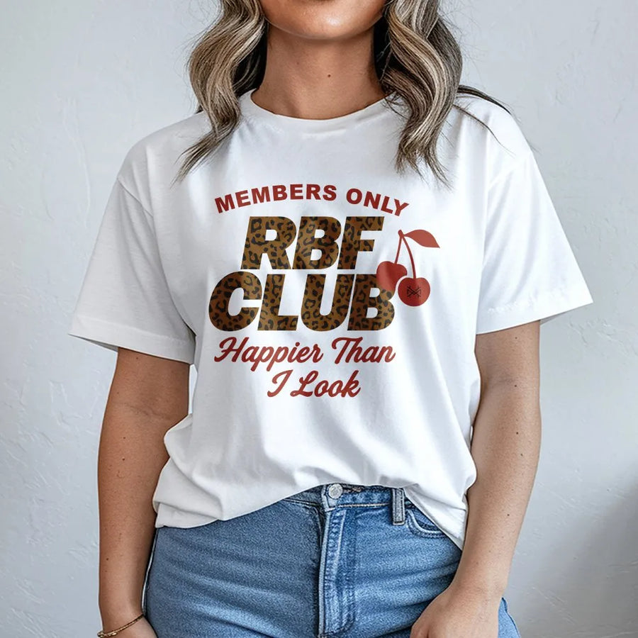 RBF Club T-Shirt | Leopard Print Graphic with Funny Slogan | Premium Cotton Graphic Tee | Sarcastic Gym Gift for Her
