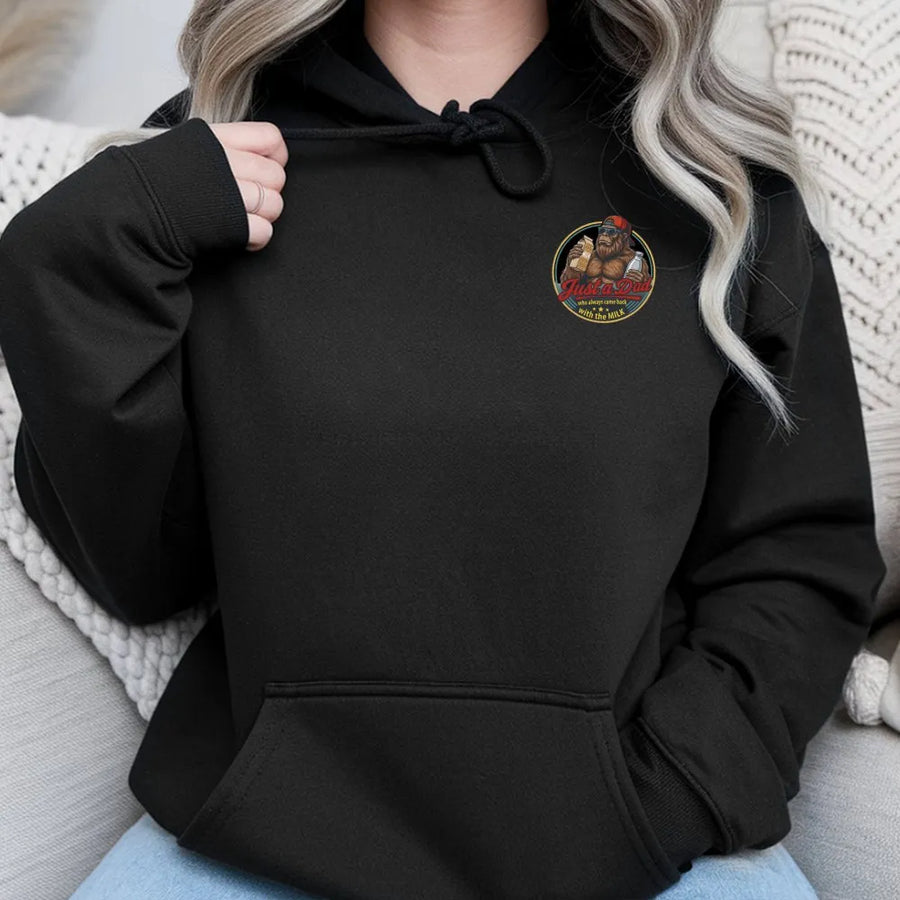 Bigfoot Dad Hoodie | Just a Dad Who Came Back With The Milk | Premium Cotton-Blend | Funny Father's Day Gift