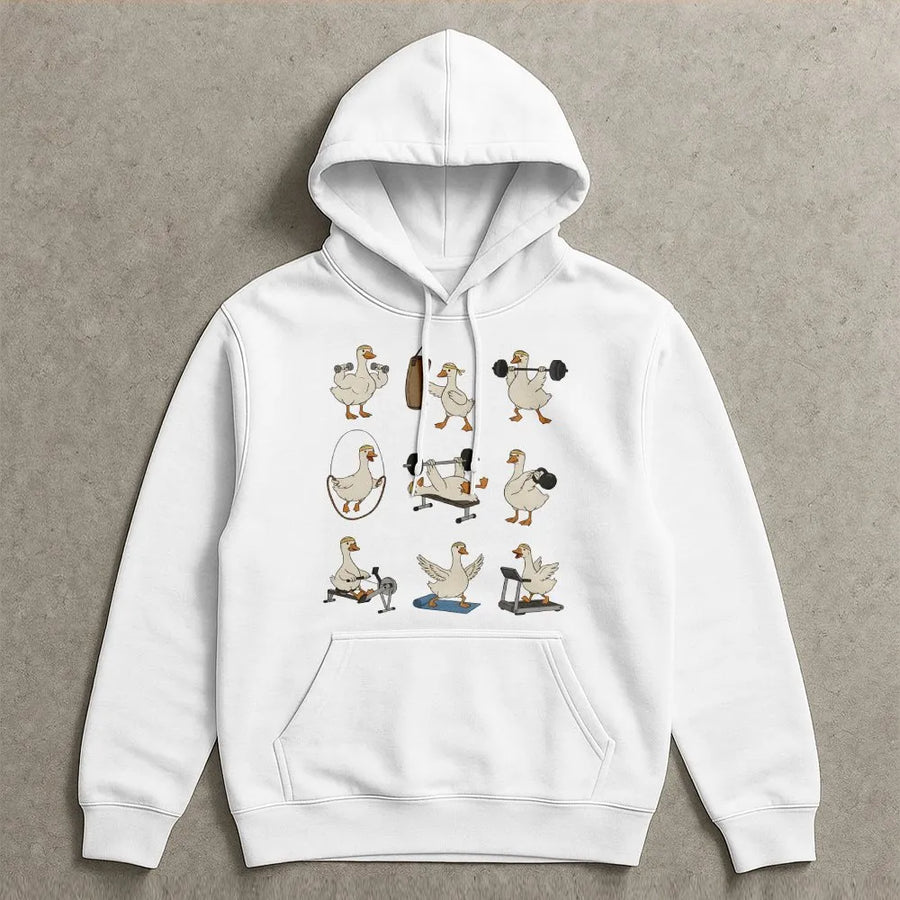 Funny Goose Workout Hoodie | Cute Gym Animal Graphic Design | Premium Cotton Blend | Fitness Gift for Gym Lovers and Weightlifters