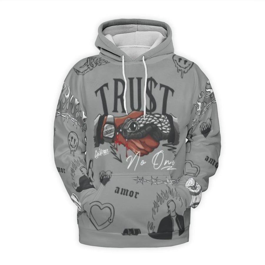 Trust No One Hoodie | Snake Handshake Tattoo Graphic Print | Premium Polyester Brushed Fleece | Unisex Streetwear Gift for Men and Women