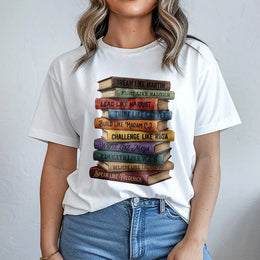 Black History Month T-Shirt | Historical Figures Book Stack Graphic | Premium Soft Cotton | Inspirational Gift for Teachers and Students