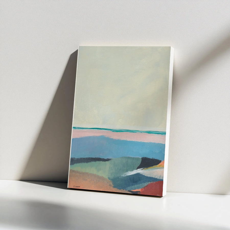 Abstract Landscape Vertical Canvas | Modern Coastal Painting Print | Premium 1.25" Thick Gallery Wrapped | Living Room & Office Wall Decor
