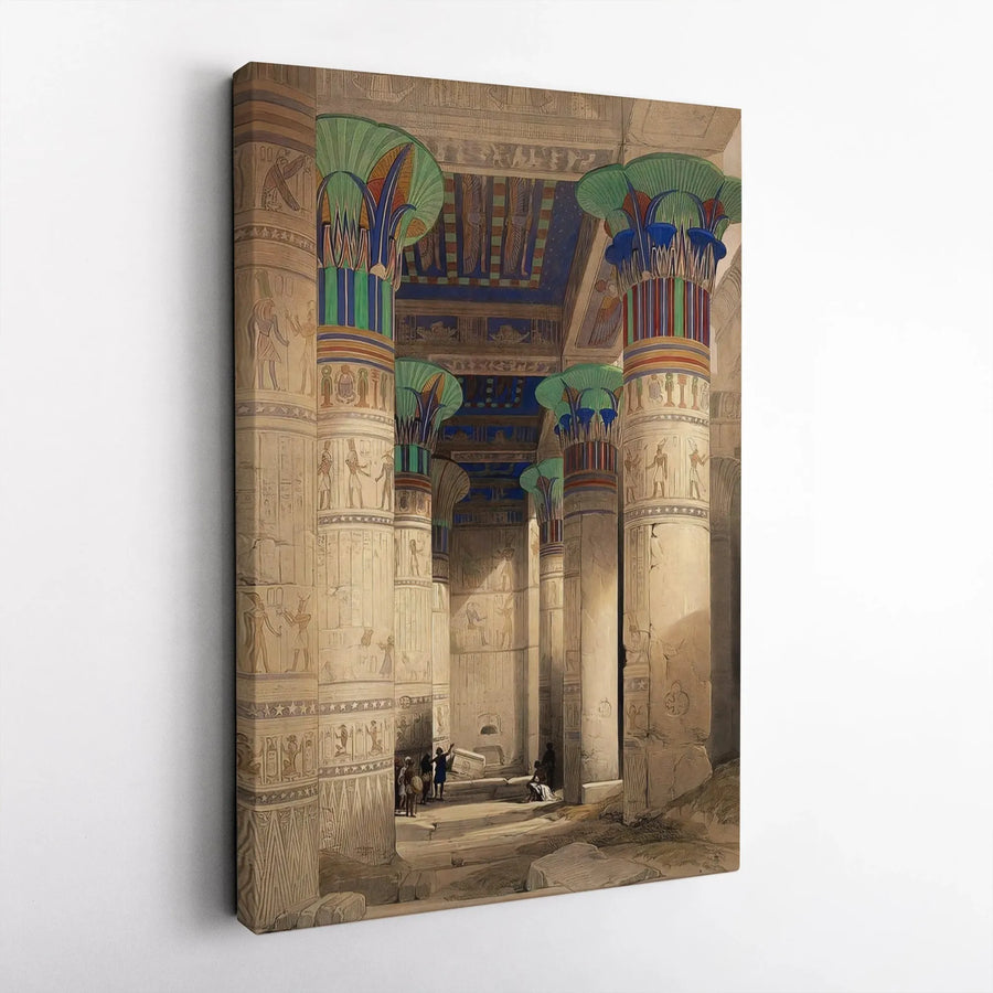 Ancient Egyptian Temple Canvas Art | Edfu Interior Hieroglyphics Print | Premium 1.25 Inch Gallery Wrap | History Lover Gift Decor