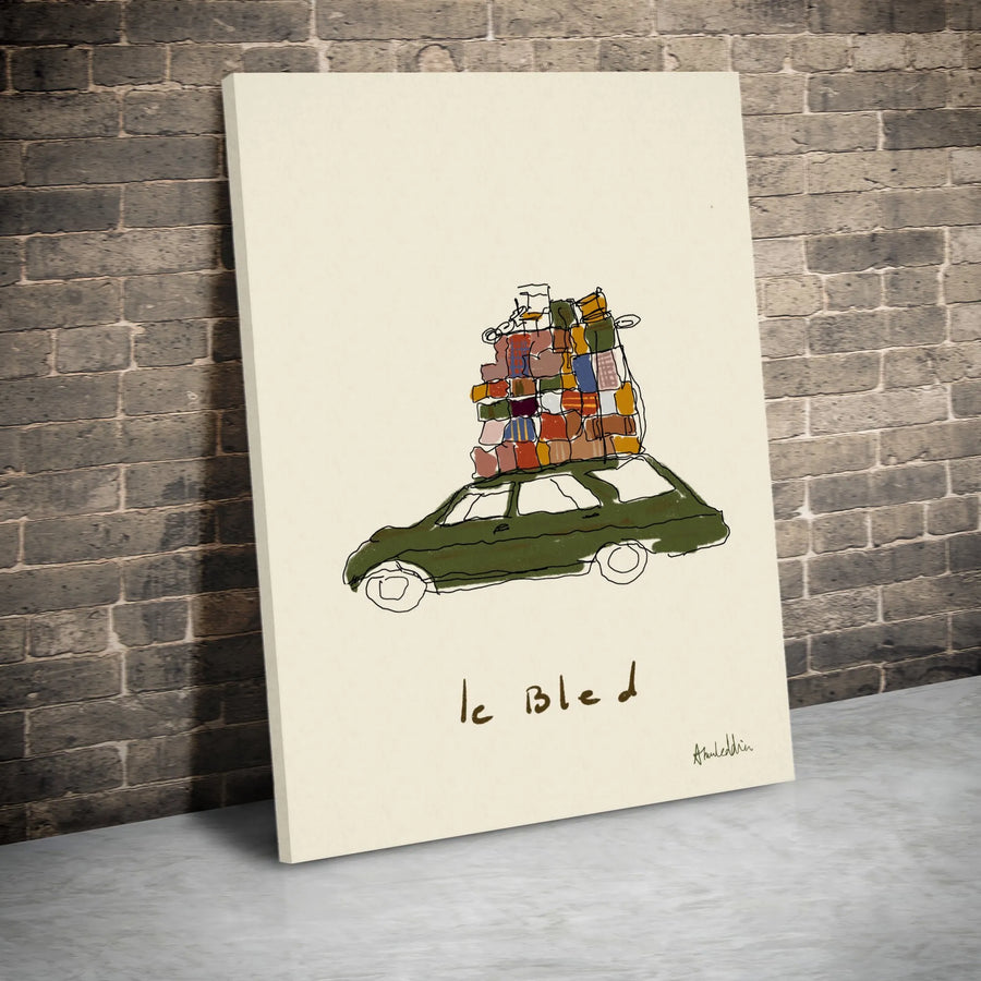 Le Bled Canvas Print | Abstract Travel Car Illustration | Thick Gallery Wrap Canvas | Modern Nostalgic Home Decor Gift