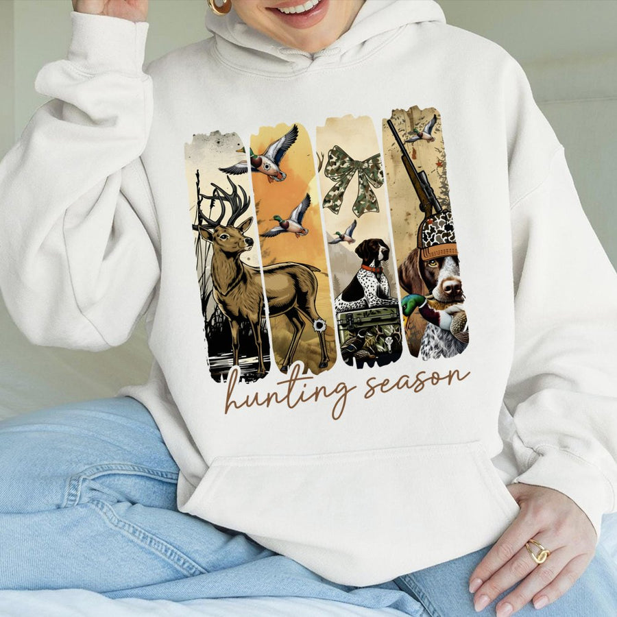 Hunting Season Hoodie | Duck Hunter Deer Graphic | Premium Cotton Blend | Gift for Outdoor Enthusiasts Women Men