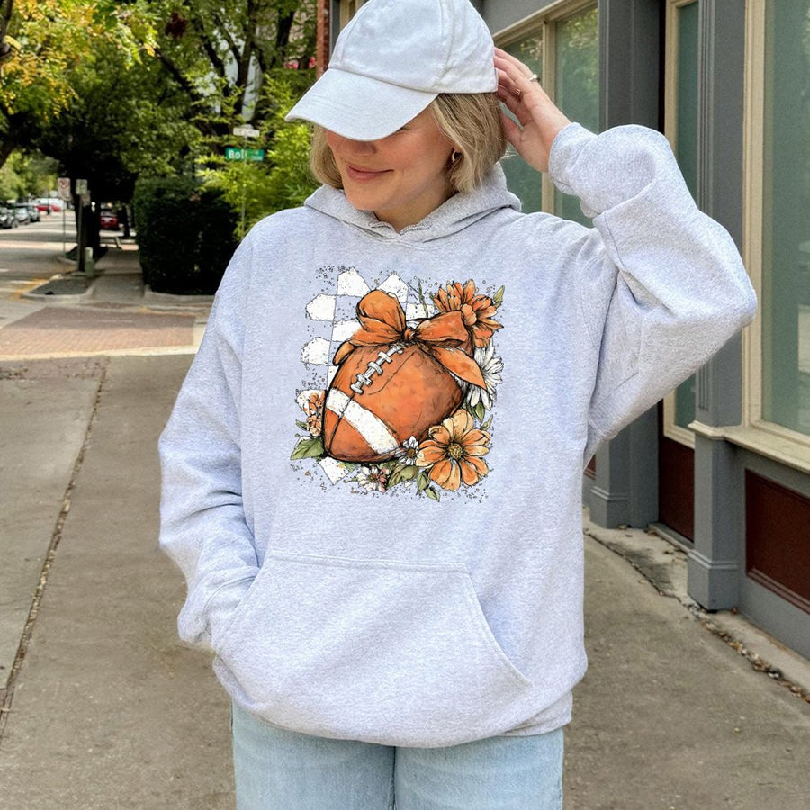 Boho Football Hoodie | Floral Autumn Game Day Graphic | Premium Cotton Blend | Women's Fall Sports Sweatshirt Gift