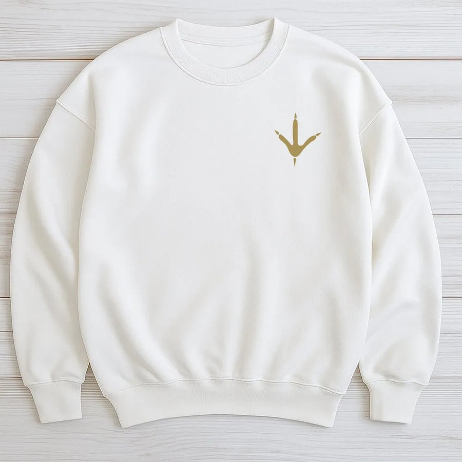 Bird Footprint Sweatshirt | Minimalist Chicken Foot Graphic | Premium Soft Cotton Blend | Unisex Gift for Farmer or Homesteader