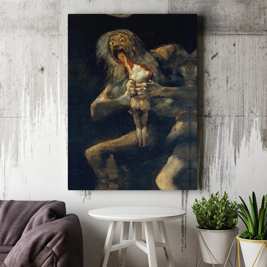 Saturn Devouring His Son Canvas | Francisco Goya Masterpiece Reproduction | Premium 1.25-Inch Gallery Wrap | Dark Academic Home Decor Wall Art