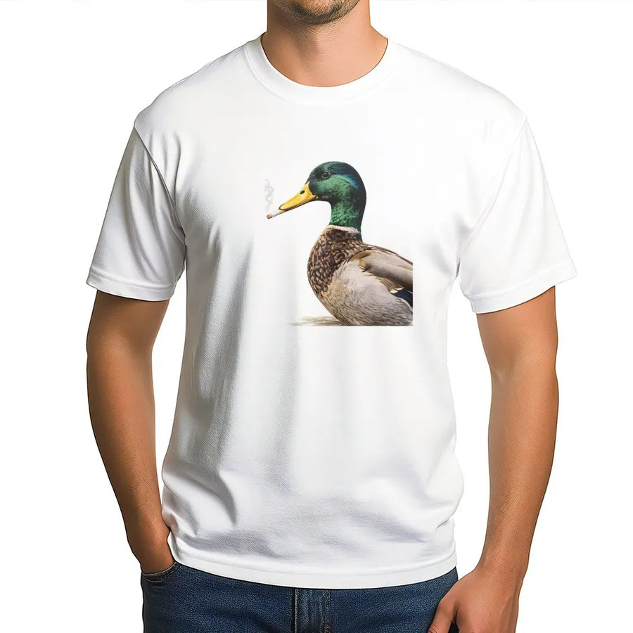 Funny Smoking Duck T-Shirt | Viral Mallard Meme Graphic Sweatshirt | Premium Cotton Blend | Novelty Gift for Hunters & Birdwatchers