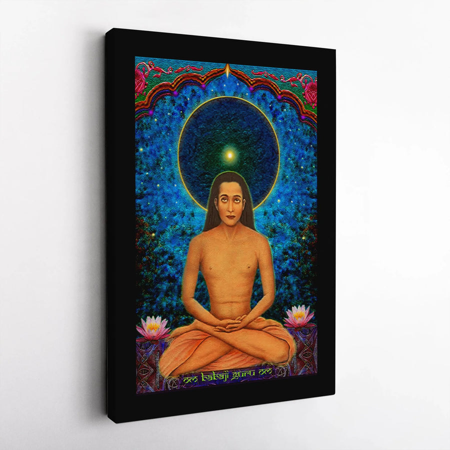 Mahavatar Babaji Canvas Art | Meditating Guru Spiritual Wall Decor | Premium 1.25" Gallery Wrap | Yoga Studio Meditation Room Gift