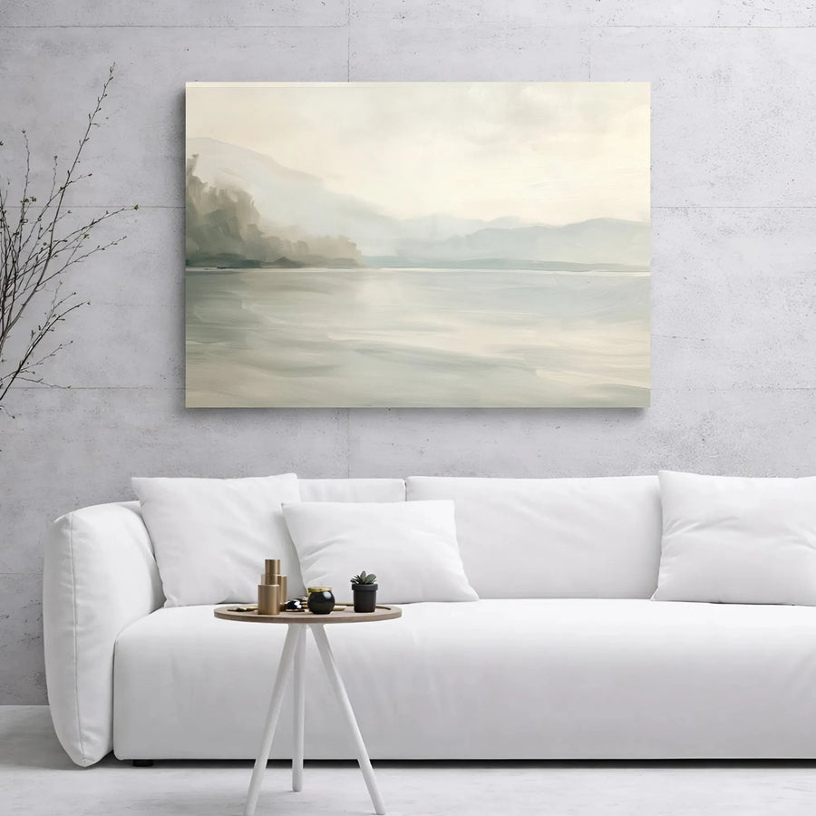 Misty Lake Landscape Canvas Print | Abstract Mountain Wall Art | Premium Gallery Wrap Decor | Modern Minimalist Home Office Gift