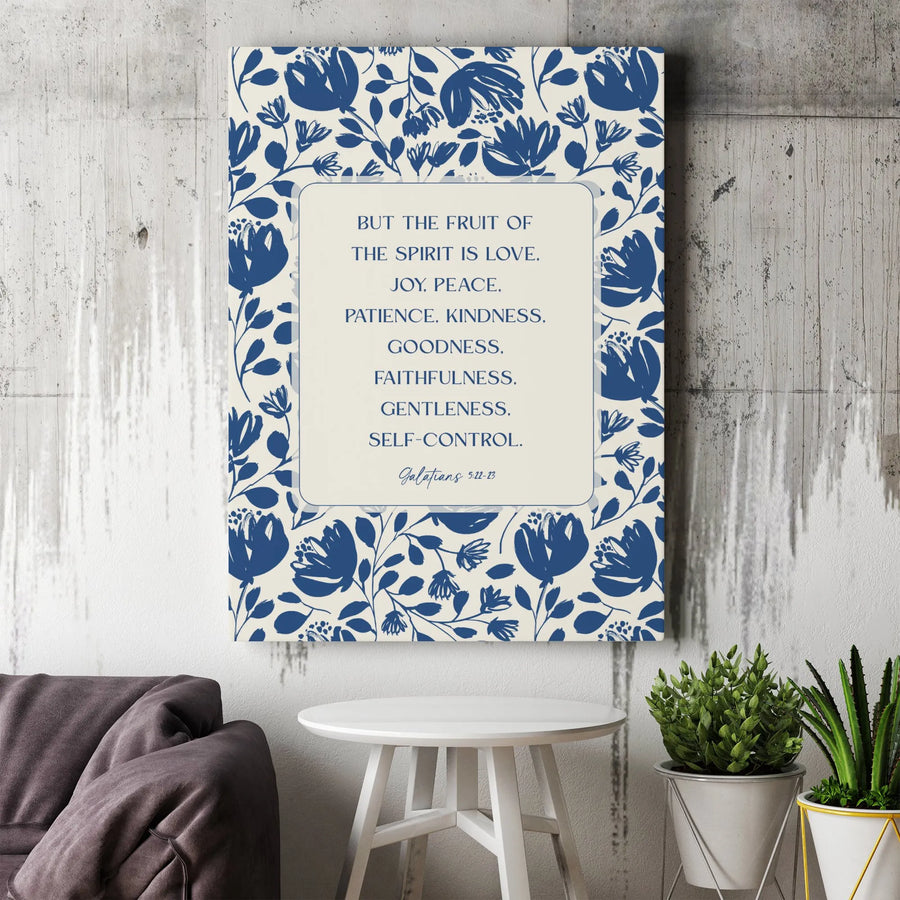 Fruit Of The Spirit Wall Art | Galatians 5:22-23 Bible Verse Decor | Premium Gallery Canvas | Christian Home Gift For Living Room Bedroom