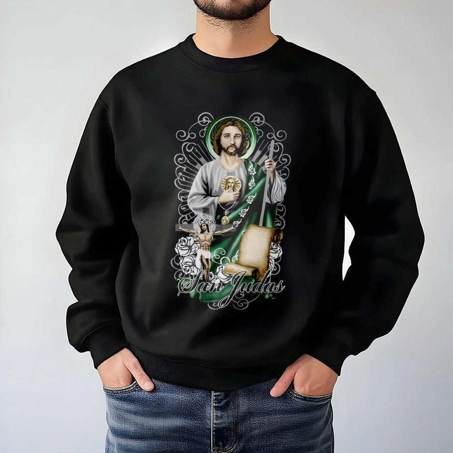 San Judas Tadeo Sweatshirt | Religious Catholic Graphic Apparel | Premium Cotton Blend | Faith Inspired Gift for Men and Women