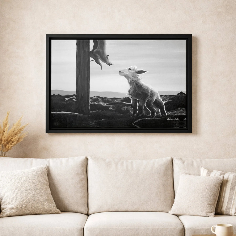 Jesus on the Cross Canvas Art | Lamb of God Religious Wall Decor | Premium 1.25-Inch Gallery Wrap Print | Faithful Home Decor Gift