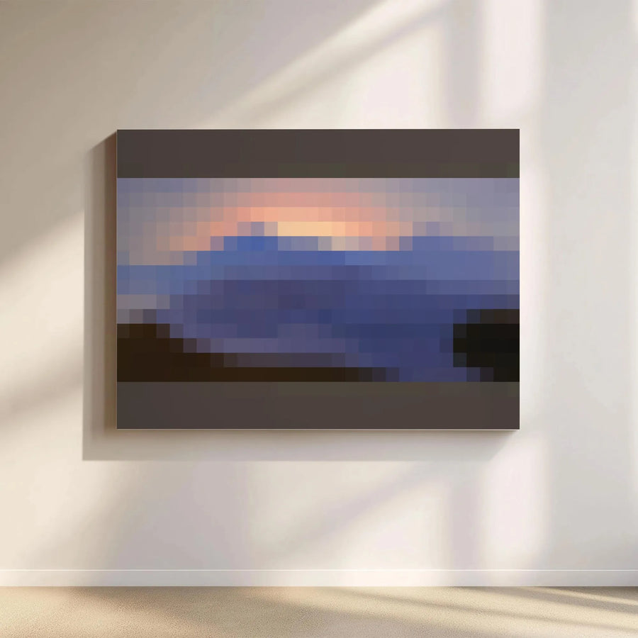 Pixelated Landscape Canvas Wall Art | Modern Sunset Abstract Print | Premium 1.25" Gallery Wrap | Minimalist Office Decor Gift