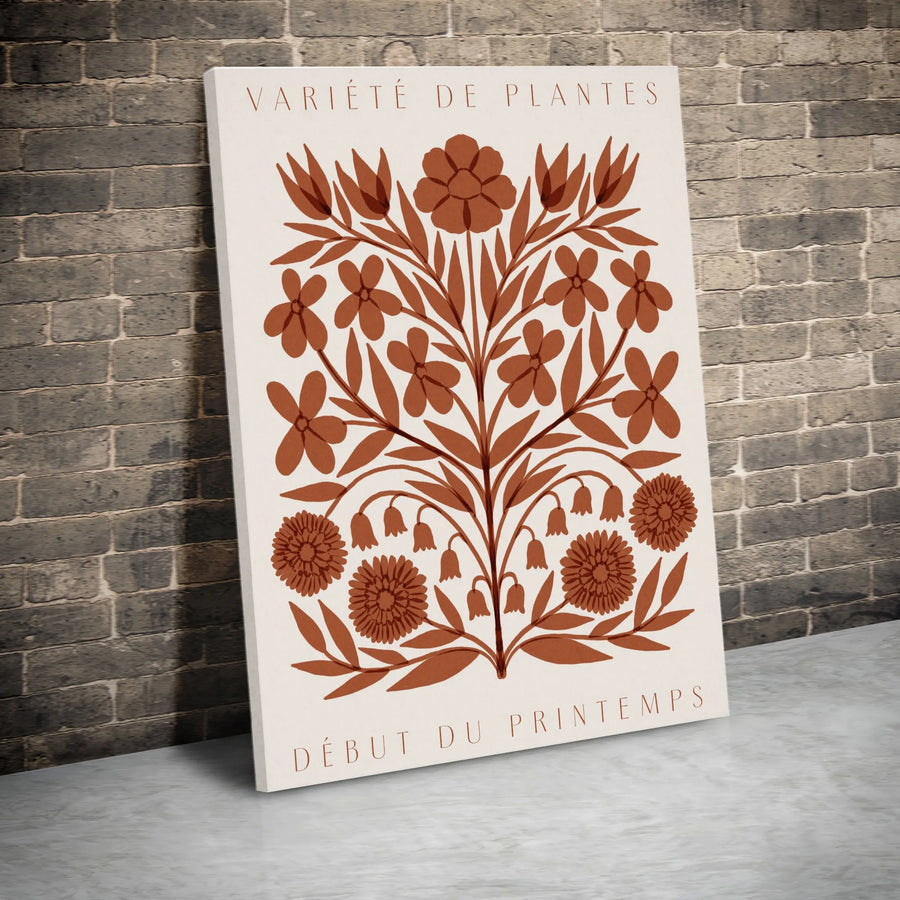 French Botanical Art Canvas | Début du Printemps Floral Print | Premium 1.25" Gallery Wrap | Modern Minimalist Home Decor Gift
