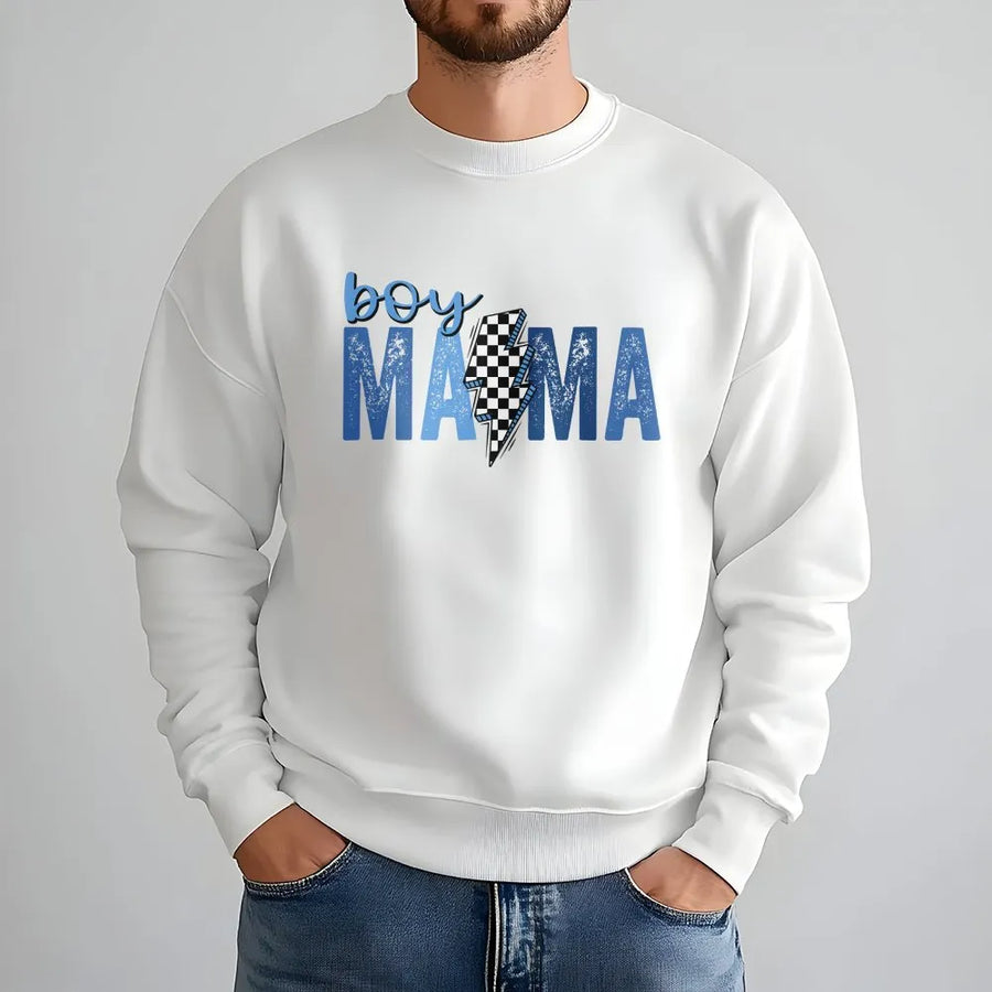 Boy Mama Shirt | Racing Theme Checkered Flag Graphic Tee | Premium Cotton | Mother's Day Gift for Mom of Boys