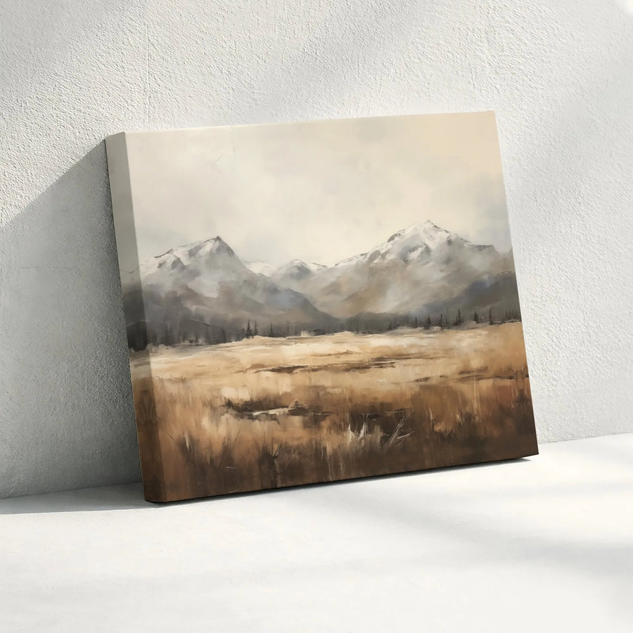 Mountain Landscape Canvas Wall Art | Abstract Snow Capped Peak Painting | Premium Gallery Wrapped Canvas | Modern Farmhouse Decor Gift