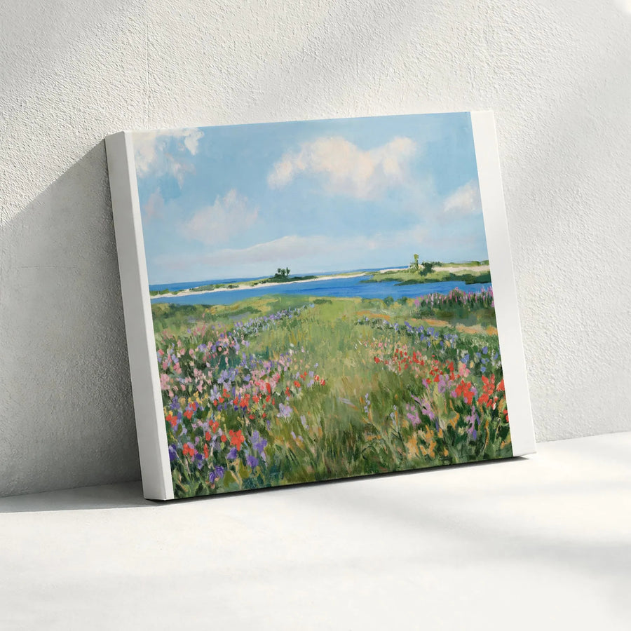 Wildflower Meadow Canvas Wall Art | Impressionist Coastal Landscape Print | Thick Gallery Wrap Canvas | Premium Living Room & Bedroom Decor Gift