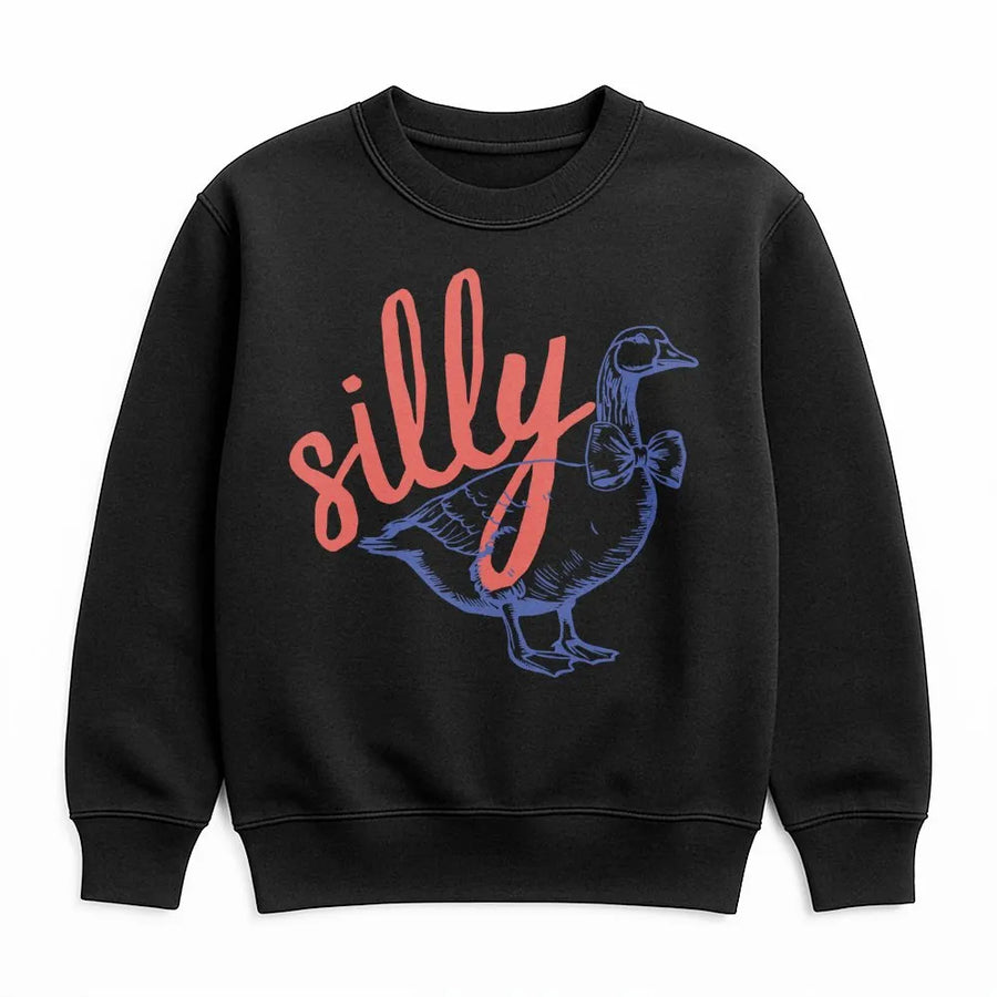 Silly Goose Sweatshirt | Funny Bowtie Duck Graphic | Premium Unisex Crewneck | Retro Meme Gift for Friends and Animal Lovers