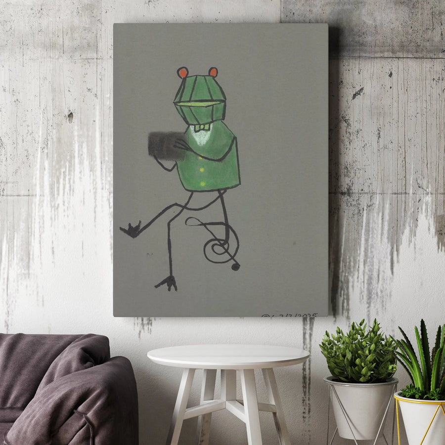 Quirky Frog Canvas Print | Whimsical Hand-Drawn Character Art | Premium Gallery-Quality Canvas | Unique Gift for Nursery or Kids Room
