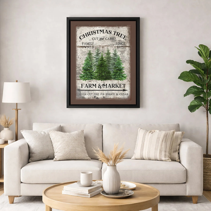 Christmas Tree Farm Canvas Print | Rustic Holiday Wall Decor | 1.25" Gallery Wrap | Vintage Farmhouse Style Gift