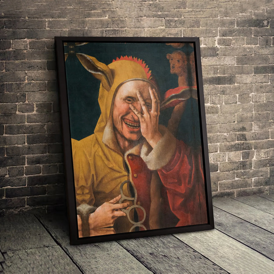 The Laughing Fool Canvas Print | Jacob Cornelisz Van Oostsanen Renaissance Art | Gallery Quality Wall Decor | Gothic Home Office Gift