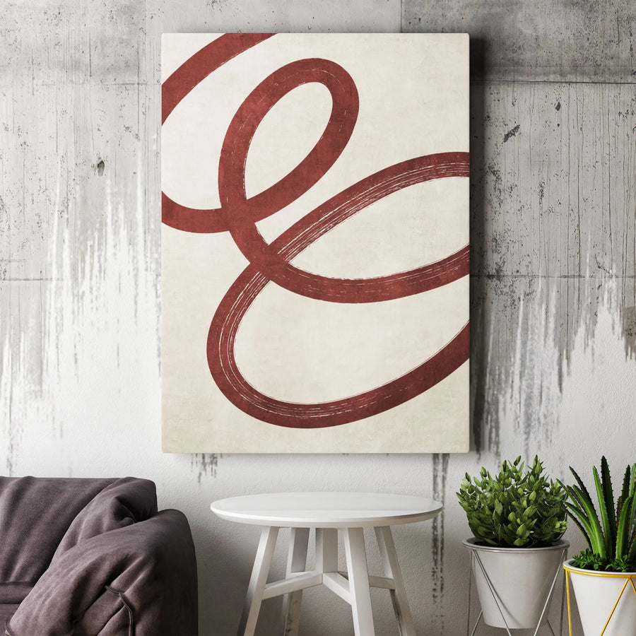 Abstract Zen Brushstroke Canvas | Modern Red Swirl Wall Art | Premium 1.25" Thick Gallery Canvas | Minimalist Home Decor Gift