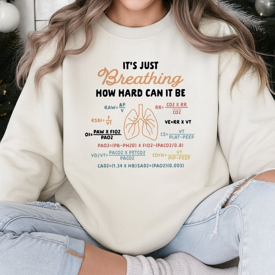Respiratory Therapist Sweatshirt | Funny Lung Equation Print | Premium Cotton Blend Crewneck | Gift for RT Student or Medical Professional